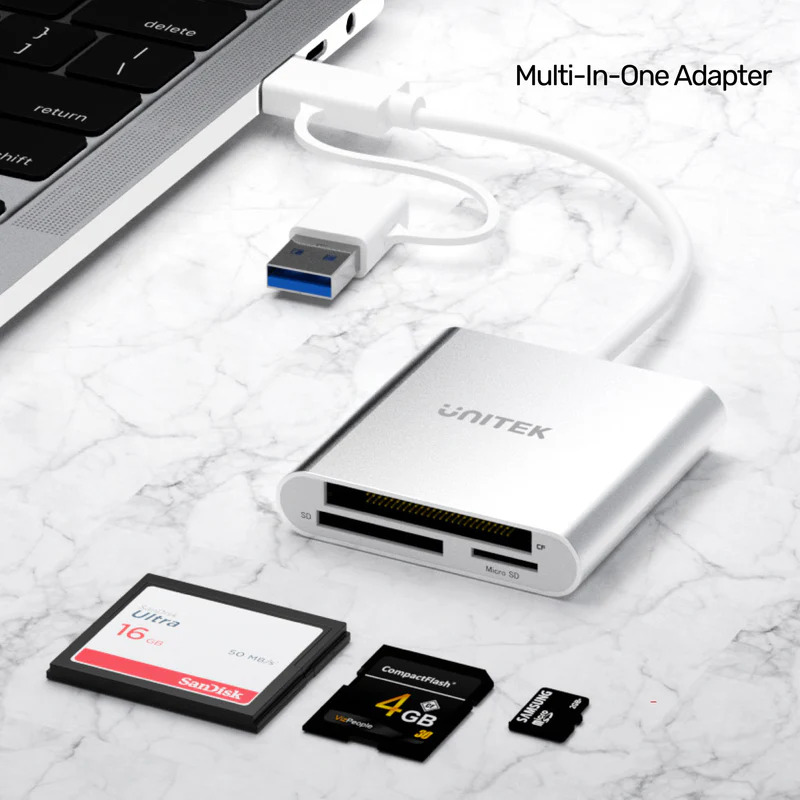 UNITEK 3-IN-1 CARD READER WITH USB-C&amp; USB-A ADAPTER Y-9313D