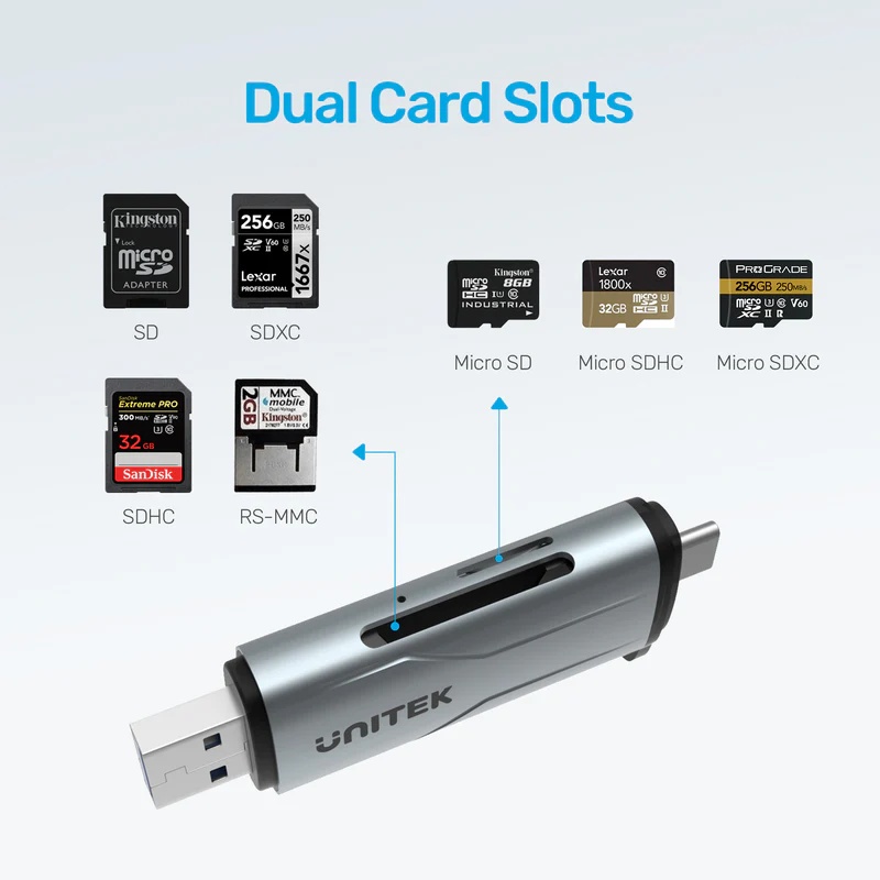 UNITEK 5 GBPS USB-C/A CARD READER (R1010A)