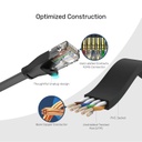UNITEK CAT6 UTP FLAT CABLE 1M RJ45 (8P8C) M TO M BLACK CABLE (C1809GBK)