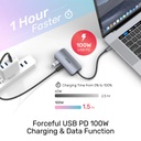 Unitek uHUB P5 Trio 5-in-1USB-C Hub USB -C MST Hub to 2-Port HDMI, VGA USB-A Gbps and PD 100W (D1051A)