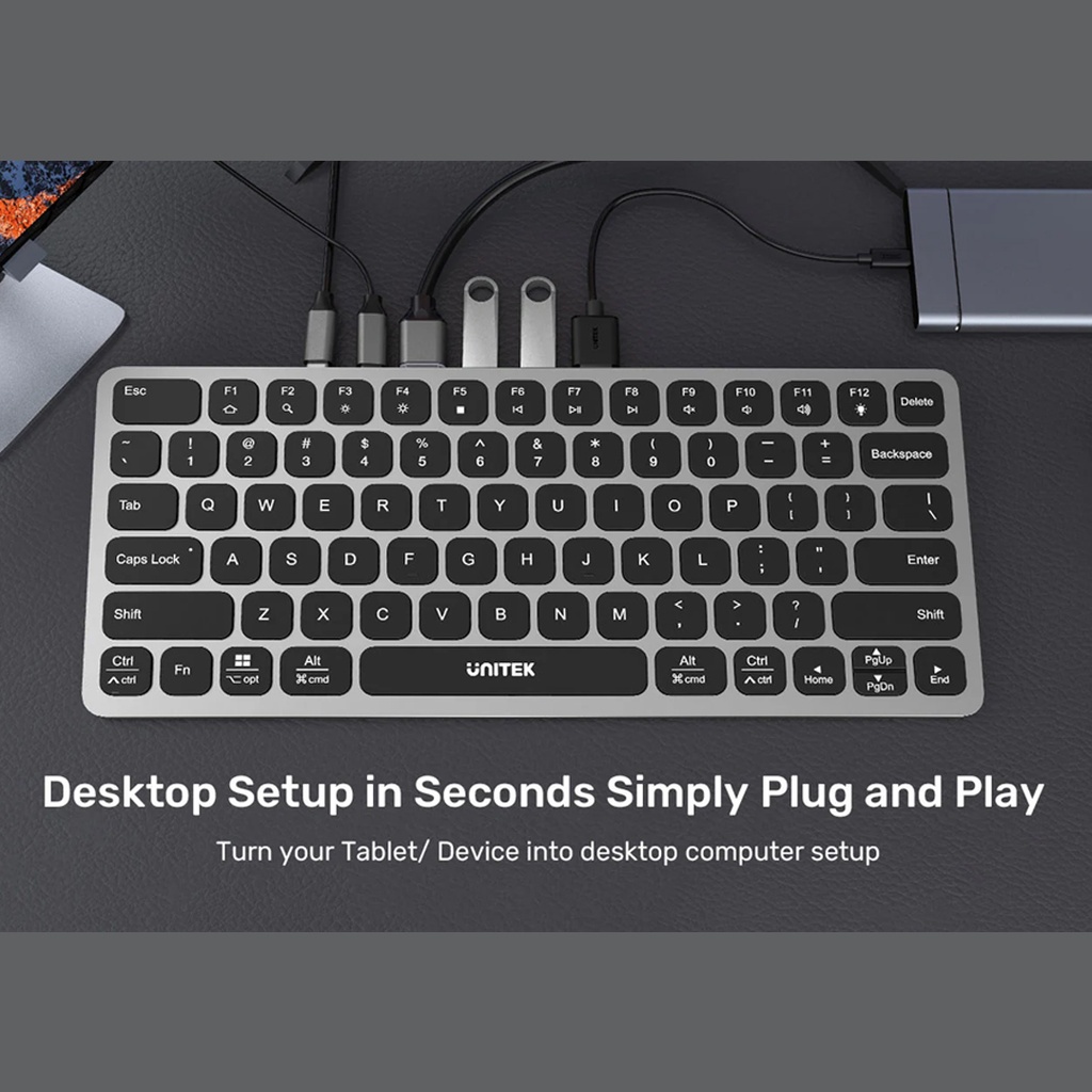 UNITEK 4K ULTRA HD U HUB PRIME 9 IN 1 USB-C HUB KEYBOARD (D1092A)