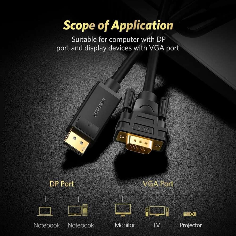 UGREEN DP Male to VGA Male Cable 1.5m Black | 10247