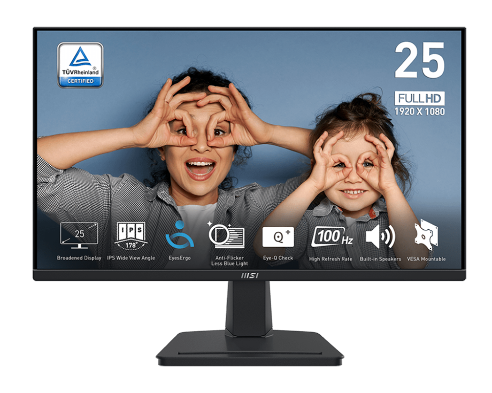 MSI PRO MP251 | 24"FHD (1920x1080) | IPS Panel EyesErgo Business &amp; Productivity Monitor |100Hz |1ms (MPRT) 4ms (GTG) | VESA Mount | Built-in Speaker