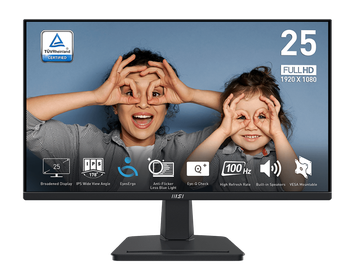 MSI PRO MP251 | 24"FHD (1920x1080) | IPS Panel EyesErgo Business & Productivity Monitor |100Hz |1ms (MPRT) 4ms (GTG) | VESA Mount | Built-in Speaker