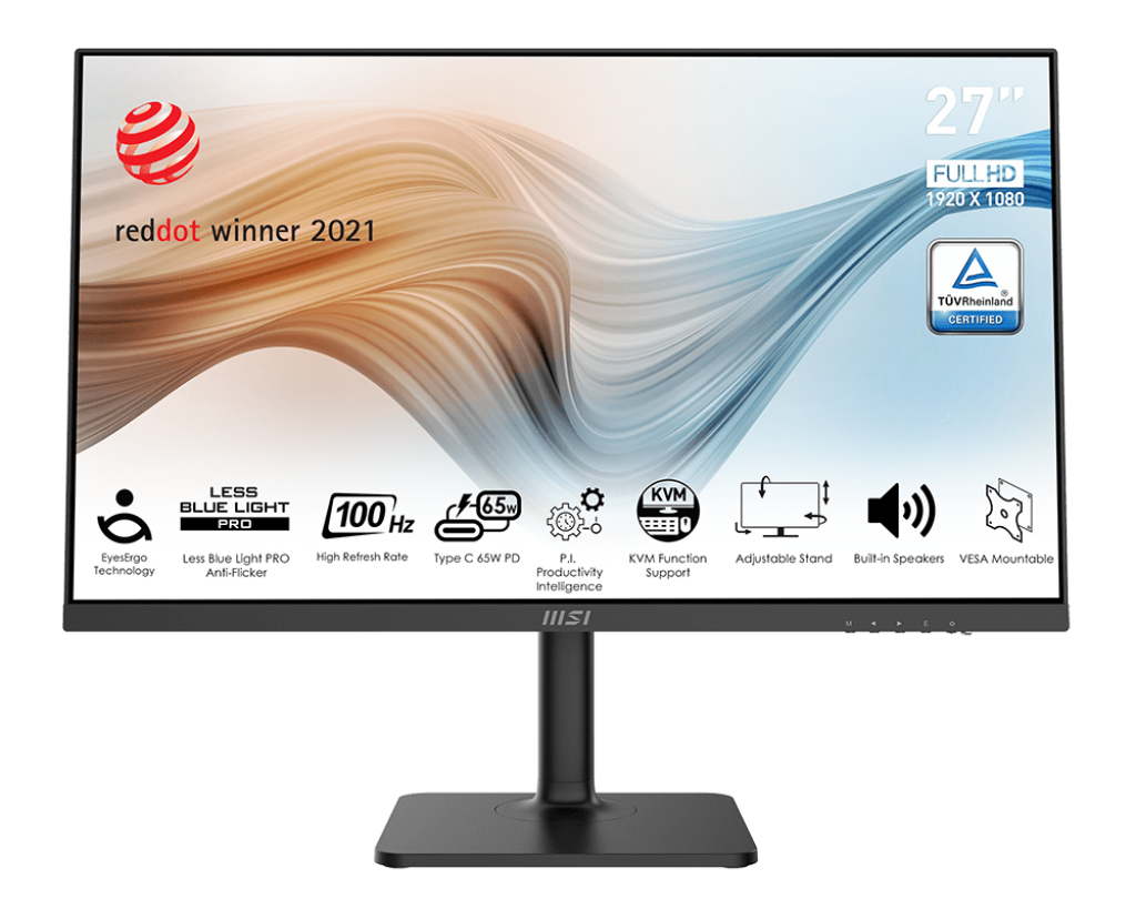 MSI Modern MD272XP | 27" FHD (1920x1080) IPS Business &amp; Productivity Monitor | 100Hz | 1ms | 108% sRGB