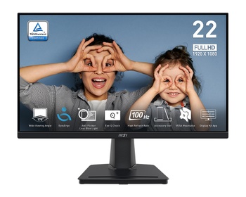 MSI PRO MP225V | 22" FHD (1920x1080) | VA Panel EyesEgro Business & Productivity Monitor | 100Hz | 1ms (MPRT) | 100% sRGB | Ergonomic Design