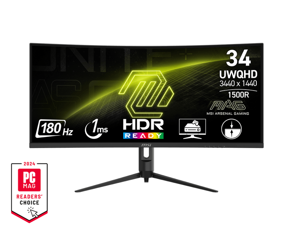 MSI MAG 342CQR E2 | 34" UWQHD (3440x1440) Curved VA Gaming Monitor | 180Hz | 1ms | FreeSync Premium