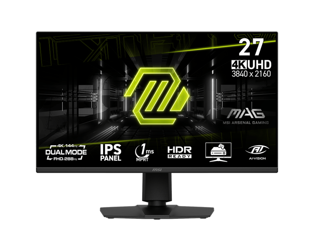 MSI MAG 275UPD E14 | 27" 4K UHD (3840x2160) IPS Gaming Monitor | Dual Mode 144Hz / 288Hz | 1ms | HDMI 2.1 | Console Ready