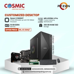 Ryzen 5 5600GT Desktop | 16GB DDR4 RAM | 256GB SSD | ANT Esports CPU Fan | MSI A520M-A Pro | USB Keyboard &amp; Mouse | 450W PSU &amp; Cabinet